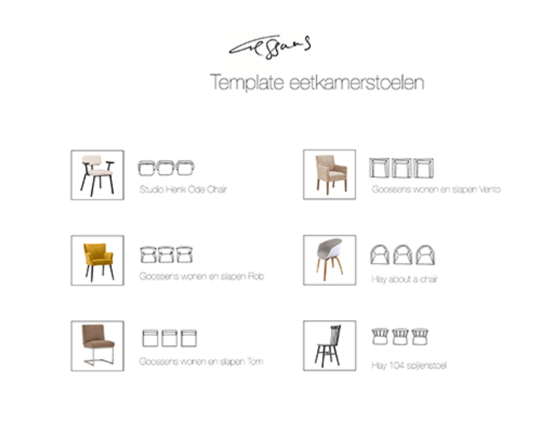 Eetkamerstoelen Interieurtekenen op de iPad